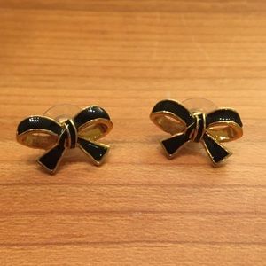 Kate Spade Black Enamel Bow Earrings